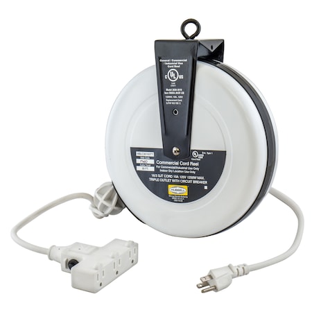 Hubbell Wiring Device-Kellems Cord Reel, 16 AWG, Yellow Reel Color, 30 ft Length HBLC30163TT